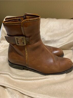 Franco Cuadra Brown Leather Ankle Booties with Buckle - Boho/ Fall Women Low Hee